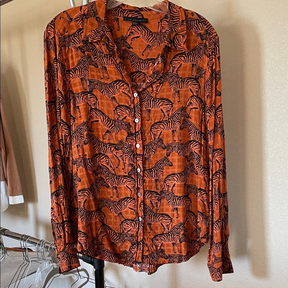Jane and Delancey Orange Zebra Print Blouse